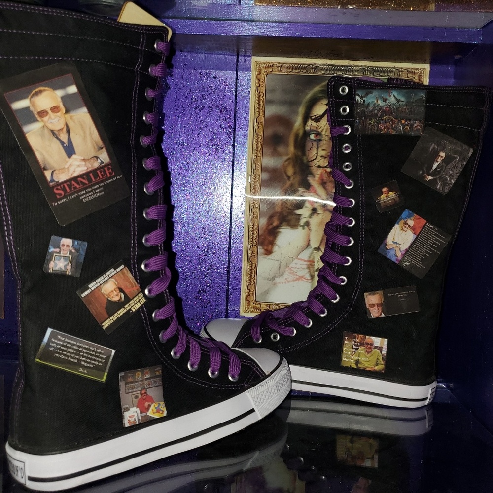 Custom designed "Stan Lee Tribute" tall high tops